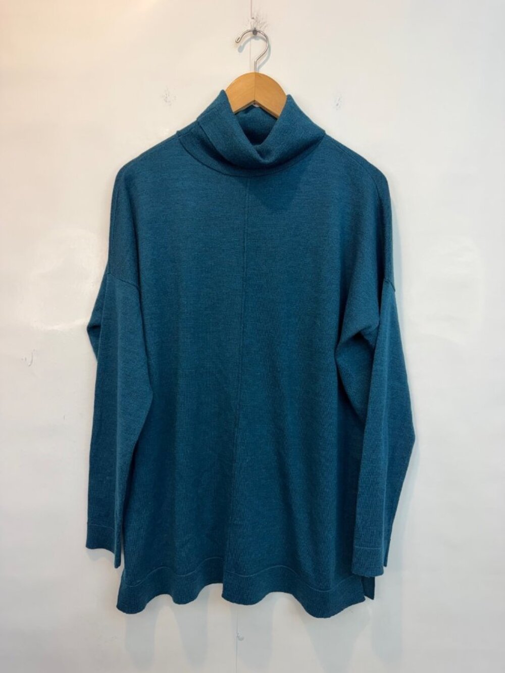 Eileen Fisher 100% Merino Wool Oversized turtleneck Tunic Sweater Size Small